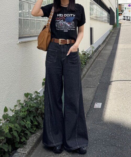 CIAOPANIC(チャオパニック)の「モーターロゴフリルリンガーTee(Tシャツ/カットソー・レディース・アイボリー/オフホワイト/ブラック/イエロー・ONE SIZE)」の18枚目の写真