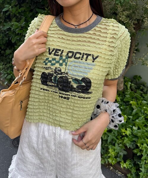 CIAOPANIC(チャオパニック)の「モーターロゴフリルリンガーTee(Tシャツ/カットソー・レディース・アイボリー/オフホワイト/ブラック/イエロー・ONE SIZE)」の10枚目の写真