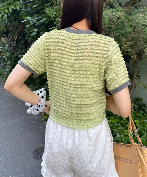 CIAOPANIC(チャオパニック)の「モーターロゴフリルリンガーTee(Tシャツ/カットソー・レディース・アイボリー/オフホワイト/ブラック/イエロー・ONE SIZE)」の12枚目の写真