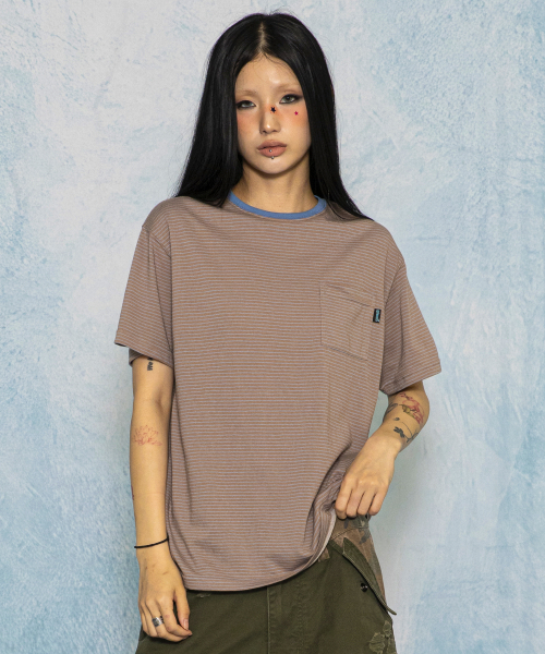 GLACK(グラック)の「GT168 フェイデッドヴィンテージストライプTシャツ (BROWN)(Tシャツ/カットソー・レディース・その他・MEDIUM/LARGE)」の5枚目の写真