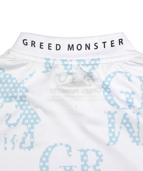 GREED MONSTER（グリードモンスター）の「GREED MONSTER チェック風総柄ロゴチェーンネック半袖モックネック（Tシャツ/カットソー・レディース・ホワイト/サックスブルー・SMALL/LARGE/MEDIUM）」の9枚目の写真