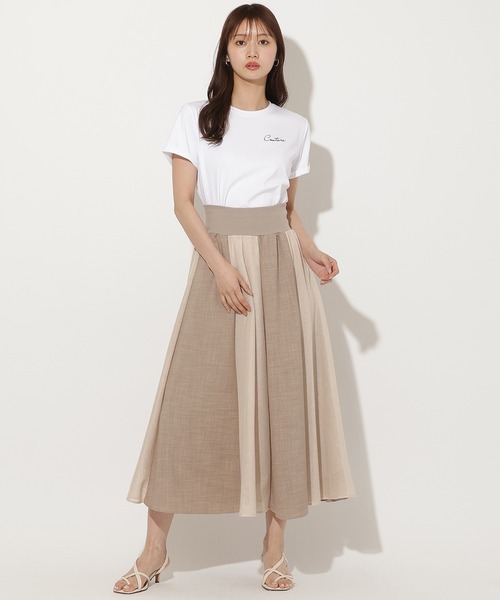 AND COUTURE(アンドクチュール)の「リネンライクメッシュロングスカート(スカート・レディース・ライトグレー/チャコールグレー/ベージュ・FREE)」の1枚目の写真