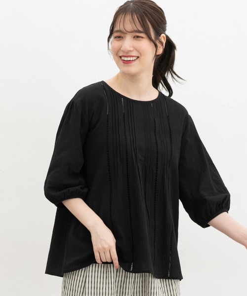 Honeys(ハニーズ)の「6分袖レース使いブラウス(シャツ/ブラウス・レディース・ボルドー/オフホワイト/マスタード/ブラック/ブラウン・L/LL/M)」の9枚目の写真