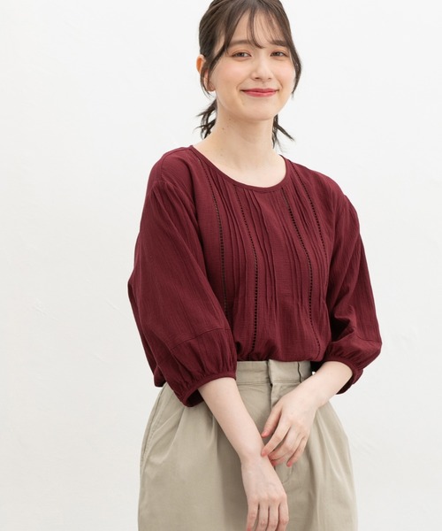 Honeys(ハニーズ)の「6分袖レース使いブラウス(シャツ/ブラウス・レディース・ボルドー/オフホワイト/マスタード/ブラック/ブラウン・L/LL/M)」の11枚目の写真