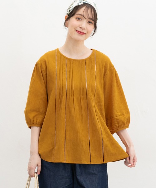 Honeys(ハニーズ)の「6分袖レース使いブラウス(シャツ/ブラウス・レディース・ボルドー/オフホワイト/マスタード/ブラック/ブラウン・L/LL/M)」の14枚目の写真