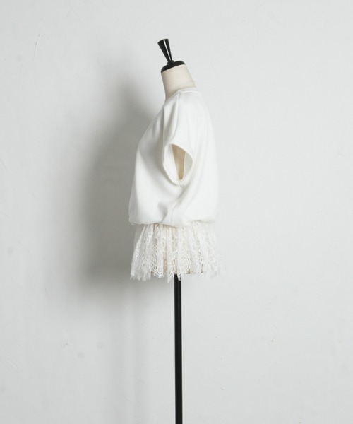 ARVELLIA（アルベリア）の「LACE HEM RELAX TOP（Tシャツ/カットソー・レディース・ホワイト/ブラック・M）」の7枚目の写真