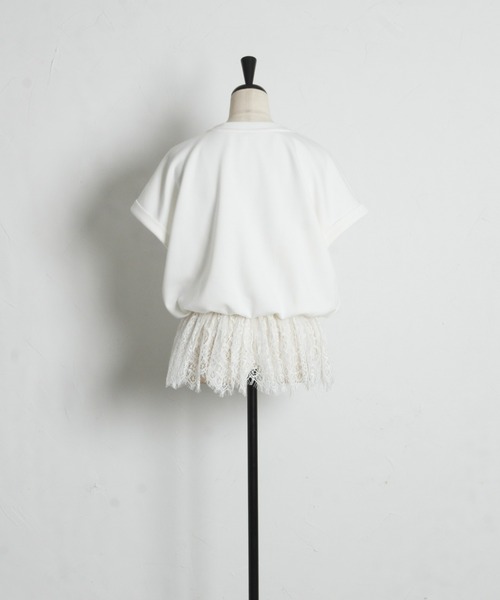 ARVELLIA（アルベリア）の「LACE HEM RELAX TOP（Tシャツ/カットソー・レディース・ホワイト/ブラック・M）」の8枚目の写真