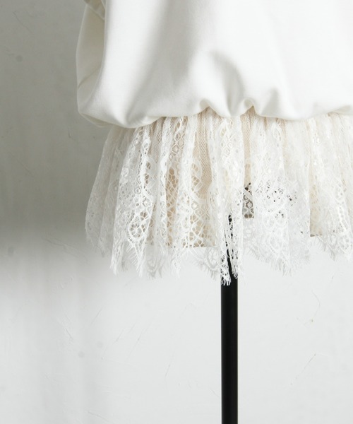 ARVELLIA（アルベリア）の「LACE HEM RELAX TOP（Tシャツ/カットソー・レディース・ホワイト/ブラック・M）」の11枚目の写真