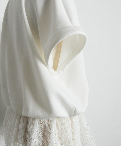 ARVELLIA（アルベリア）の「LACE HEM RELAX TOP（Tシャツ/カットソー・レディース・ホワイト/ブラック・M）」の3枚目の写真