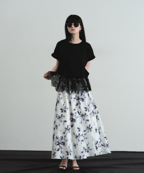 ARVELLIA（アルベリア）の「LACE HEM RELAX TOP（Tシャツ/カットソー・レディース・ホワイト/ブラック・M）」の18枚目の写真