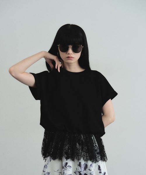 ARVELLIA（アルベリア）の「LACE HEM RELAX TOP（Tシャツ/カットソー・レディース・ホワイト/ブラック・M）」の20枚目の写真