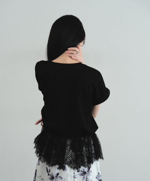 ARVELLIA（アルベリア）の「LACE HEM RELAX TOP（Tシャツ/カットソー・レディース・ホワイト/ブラック・M）」の21枚目の写真