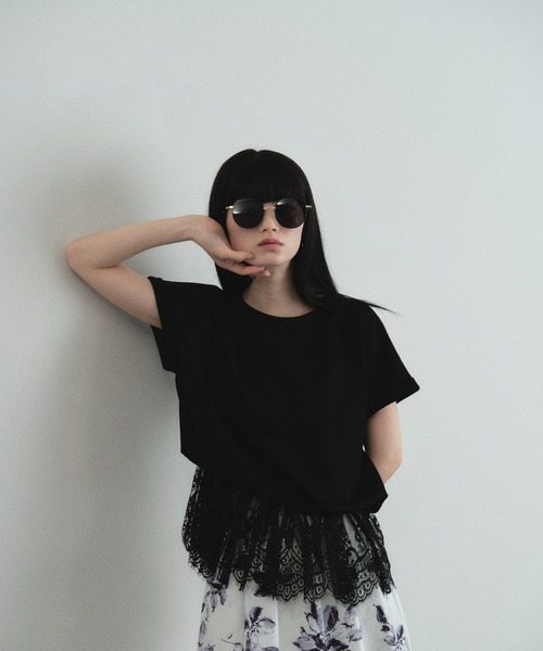 ARVELLIA（アルベリア）の「LACE HEM RELAX TOP（Tシャツ/カットソー・レディース・ホワイト/ブラック・M）」の22枚目の写真