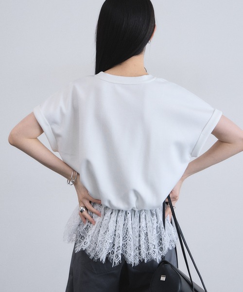 ARVELLIA（アルベリア）の「LACE HEM RELAX TOP（Tシャツ/カットソー・レディース・ホワイト/ブラック・M）」の16枚目の写真