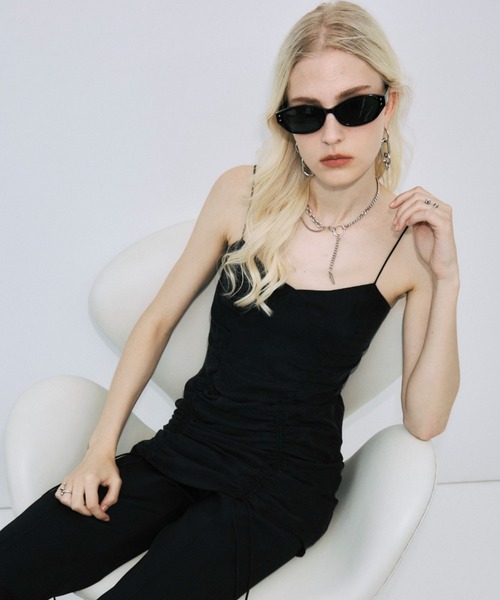 JOSE MOON（ジョゼムーン）の「GATHER CAMI DRESS/ギャザーキャミドレス（ワンピース・レディース・サックスブルー/オフホワイト/ブラック・36/38）」の17枚目の写真