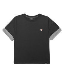 PEID（ペイド）の「PDスモールデイジーロールアップクロップ半袖Tシャツチャコール（Tシャツ/カットソー）」