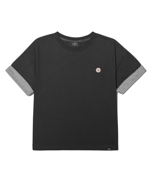 PEID(ペイド)の「PDスモールデイジーロールアップクロップ半袖Tシャツチャコール(Tシャツ/カットソー・メンズ・チャコール・1/2/3)」の1枚目の写真