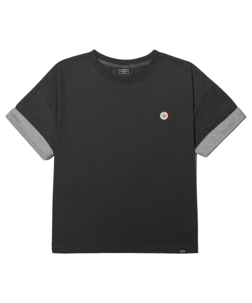 PEID(ペイド)の「PDスモールデイジーロールアップクロップ半袖Tシャツチャコール(Tシャツ/カットソー・メンズ・チャコール・1/2/3)」の3枚目の写真