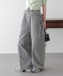 BLUEEAST | 《2サイズ展開》サイドリボンカーブデニム(デニムパンツ)