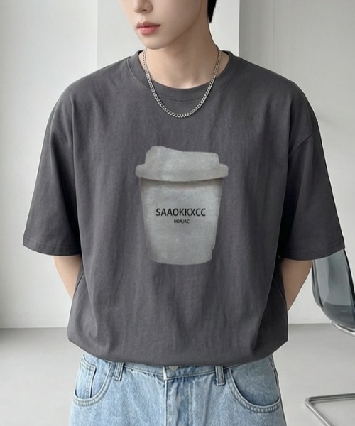 B.R.U(ブル)の「coffeeプリントTシャツ(Tシャツ/カットソー・メンズ・グレー/ブラック/ホワイト・FREE)」の3枚目の写真