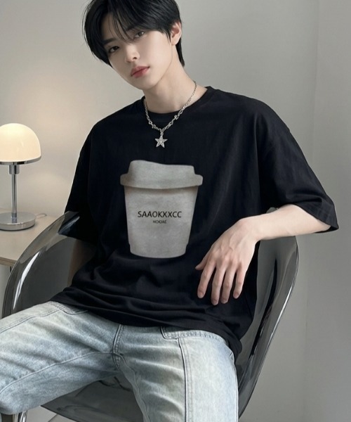 B.R.U(ブル)の「coffeeプリントTシャツ(Tシャツ/カットソー・メンズ・グレー/ブラック/ホワイト・FREE)」の7枚目の写真