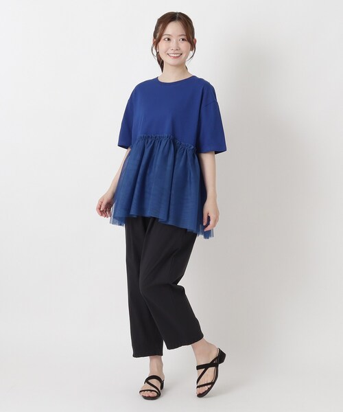 one'sterrace(ワンズテラス)の「カット&チュール ペプラムプルオーバー(Tシャツ/カットソー・レディース・ネイビー系5/ブルー系その他7・02)」の13枚目の写真