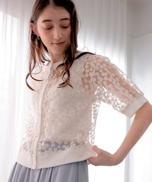 Jines | 前後2WAYデイジー刺繍レースカーディガン(カーディガン/ボレロ)
