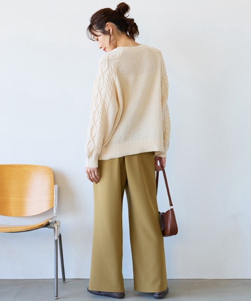BELLUNA PLUS(ベルーナ)の「シルキージャージ素材ワイドパンツ68丈(その他パンツ・レディース・ブラック/アイボリー/ブラウン/ベージュ・LARGE/MEDIUM/X-LARGE/SMALL)」の19枚目の写真