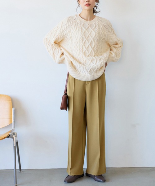 BELLUNA PLUS(ベルーナ)の「シルキージャージ素材ワイドパンツ68丈(その他パンツ・レディース・ブラック/アイボリー/ブラウン/ベージュ・LARGE/MEDIUM/X-LARGE/SMALL)」の18枚目の写真