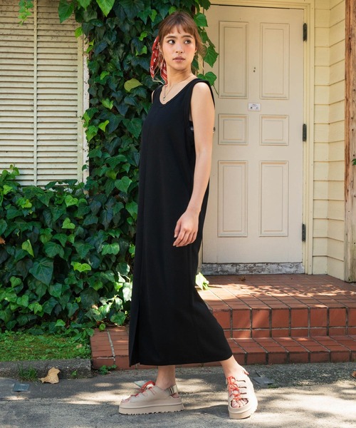 anap mimpi（アナップミンピ）の「キャミソールセット 前後2way ロング ワンピース（ワンピース・レディース・ベージュ/ブラック・F）」の2枚目の写真