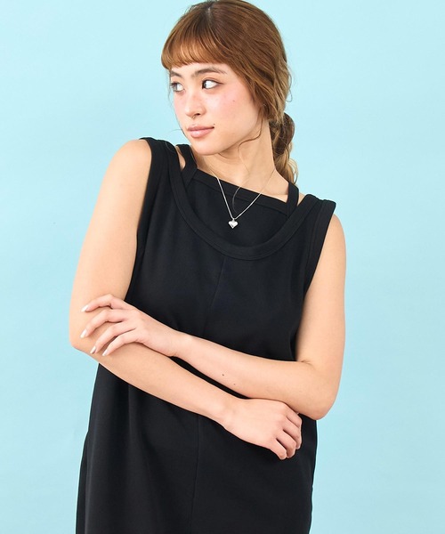 anap mimpi（アナップミンピ）の「キャミソールセット 前後2way ロング ワンピース（ワンピース・レディース・ベージュ/ブラック・F）」の16枚目の写真