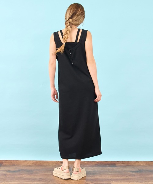 anap mimpi（アナップミンピ）の「キャミソールセット 前後2way ロング ワンピース（ワンピース・レディース・ベージュ/ブラック・F）」の15枚目の写真