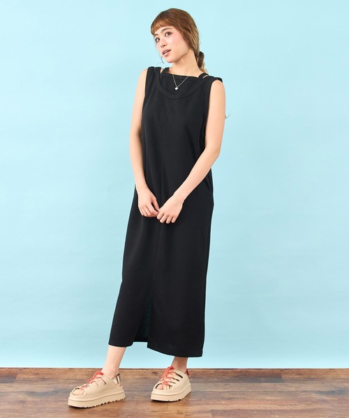 anap mimpi（アナップミンピ）の「キャミソールセット 前後2way ロング ワンピース（ワンピース・レディース・ベージュ/ブラック・F）」の14枚目の写真