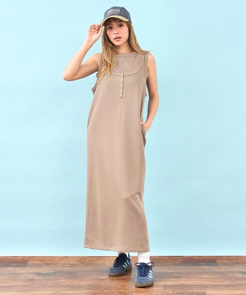 anap mimpi（アナップミンピ）の「キャミソールセット 前後2way ロング ワンピース（ワンピース・レディース・ベージュ/ブラック・F）」の17枚目の写真