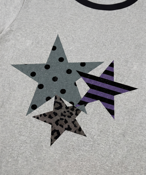 SAINTPAIN(セイントペイン)の「SPスター パッチワーク クロップ リンガー Tシャツ メランジグレー(Tシャツ/カットソー・レディース・その他・FREE)」の3枚目の写真
