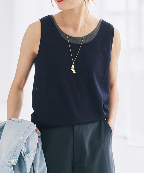 Spick & Span(スピックアンドスパン)の「《2枚セット》レイヤードタンクトップ(タンクトップ・レディース・チャコールグレー/ネイビー・FREE)」の2枚目の写真