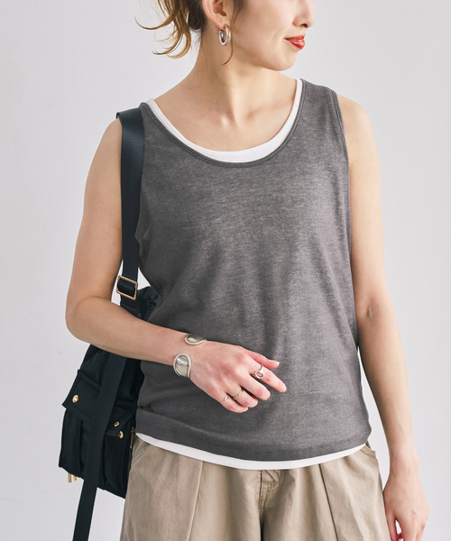 Spick & Span(スピックアンドスパン)の「《2枚セット》レイヤードタンクトップ(タンクトップ・レディース・チャコールグレー/ネイビー・FREE)」の1枚目の写真