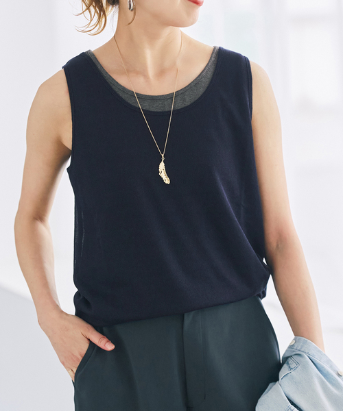 Spick & Span(スピックアンドスパン)の「《2枚セット》レイヤードタンクトップ(タンクトップ・レディース・チャコールグレー/ネイビー・FREE)」の6枚目の写真