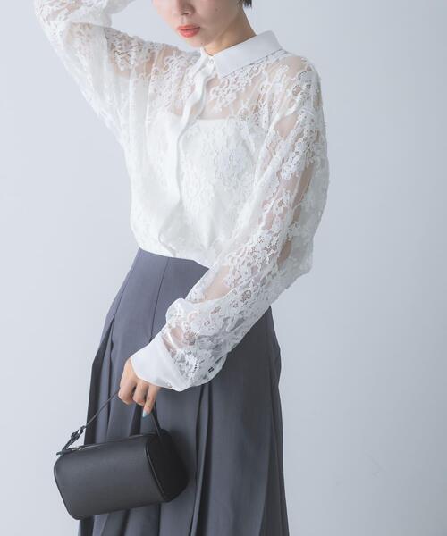 URBAN RESEARCH ROSSO WOMEN(アーバンリサーチ ロッソ)の「レースクレリックシャツ(シャツ/ブラウス・レディース・ネイビー/ホワイト・FREE)」の8枚目の写真