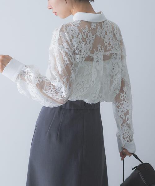 URBAN RESEARCH ROSSO WOMEN(アーバンリサーチ ロッソ)の「レースクレリックシャツ(シャツ/ブラウス・レディース・ネイビー/ホワイト・FREE)」の9枚目の写真