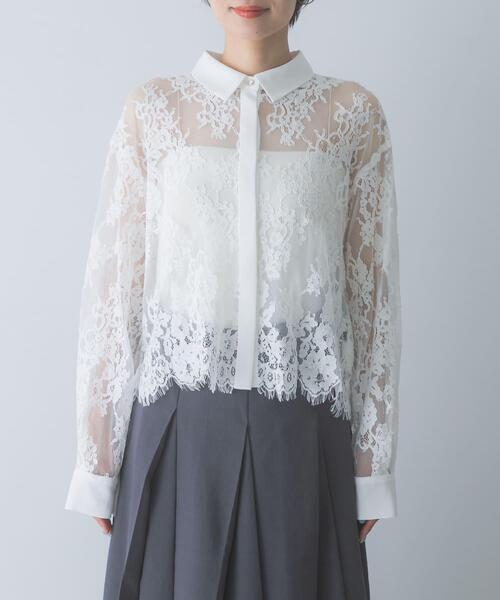 URBAN RESEARCH ROSSO WOMEN(アーバンリサーチ ロッソ)の「レースクレリックシャツ(シャツ/ブラウス・レディース・ネイビー/ホワイト・FREE)」の11枚目の写真