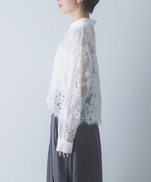 URBAN RESEARCH ROSSO WOMEN(アーバンリサーチ ロッソ)の「レースクレリックシャツ(シャツ/ブラウス・レディース・ネイビー/ホワイト・FREE)」の12枚目の写真