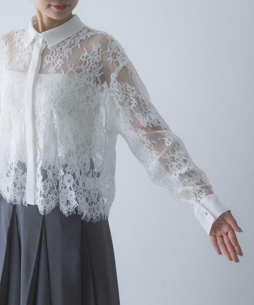 URBAN RESEARCH ROSSO WOMEN(アーバンリサーチ ロッソ)の「レースクレリックシャツ(シャツ/ブラウス・レディース・ネイビー/ホワイト・FREE)」の14枚目の写真