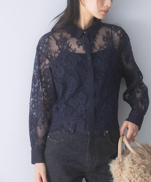 URBAN RESEARCH ROSSO WOMEN(アーバンリサーチ ロッソ)の「レースクレリックシャツ(シャツ/ブラウス・レディース・ネイビー/ホワイト・FREE)」の17枚目の写真
