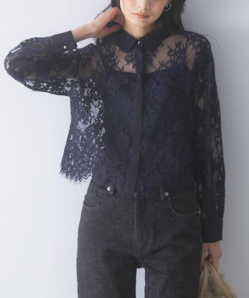 URBAN RESEARCH ROSSO WOMEN(アーバンリサーチ ロッソ)の「レースクレリックシャツ(シャツ/ブラウス・レディース・ネイビー/ホワイト・FREE)」の18枚目の写真