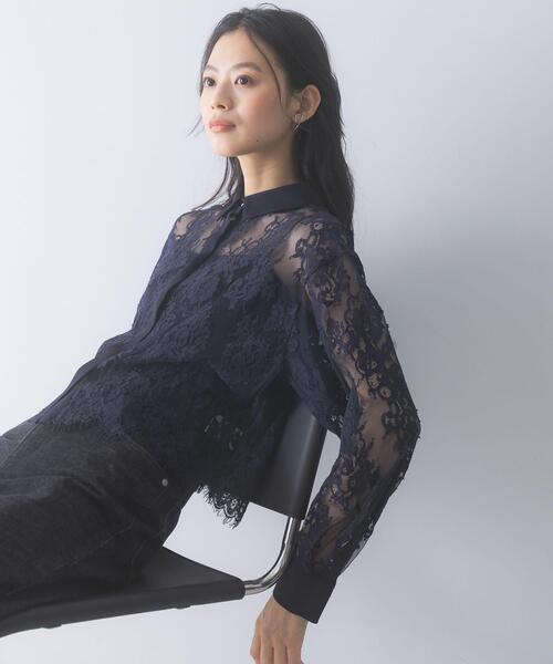 URBAN RESEARCH ROSSO WOMEN(アーバンリサーチ ロッソ)の「レースクレリックシャツ(シャツ/ブラウス・レディース・ネイビー/ホワイト・FREE)」の22枚目の写真