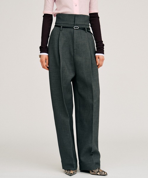 PRANK PROJECT(プランクプロジェクト)の「【2026Autumn Pre-Order】ベルト付きスラックス / Belted Slacks(スラックス・レディース・グレー/ブラック・38/36/34)」の1枚目の写真