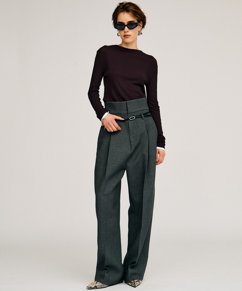 PRANK PROJECT(プランクプロジェクト)の「【2026Autumn Pre-Order】ベルト付きスラックス / Belted Slacks(スラックス・レディース・グレー/ブラック・38/36/34)」の6枚目の写真
