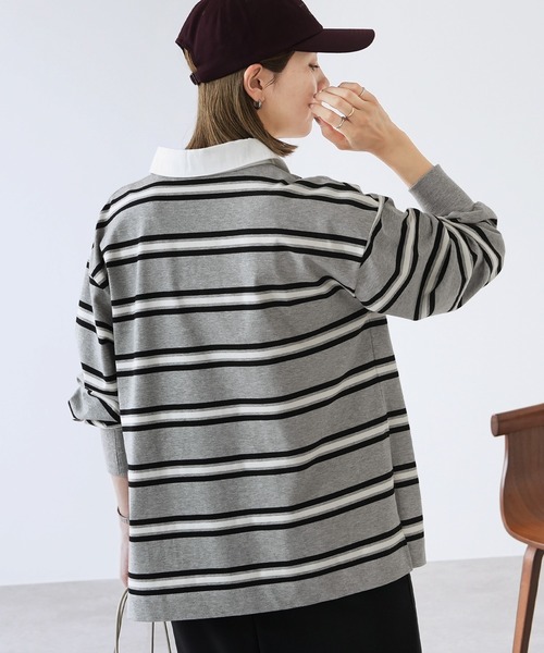reca(レカ)の「ボーダーラガーシャツ(Tシャツ/カットソー・レディース・ブラック/トップグレー・FREE)」の9枚目の写真