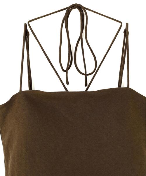 CLANE(クラネ)の「CLANE/クラネ/THIN CORD HALTER NECK(キャミソール・レディース・ブラウン系その他5/ブラック/ホワイト・1)」の9枚目の写真